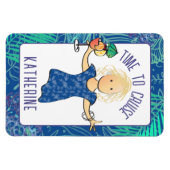 彼女おもしろいの熱帯ビーチクルーズドア用の漫画 マグネット (横)