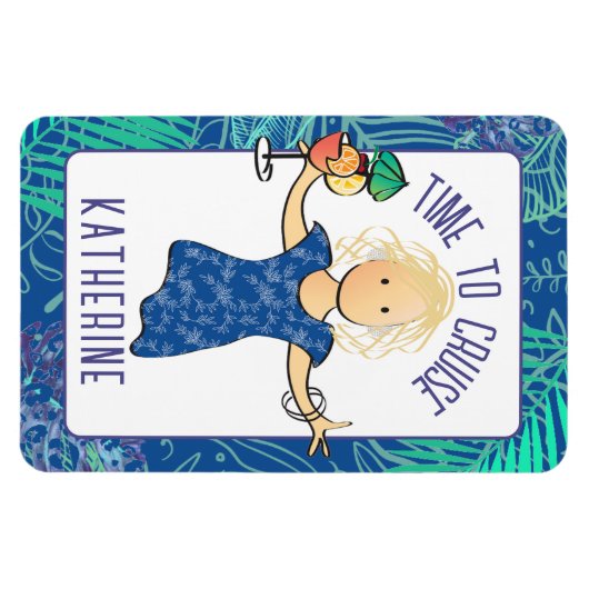 彼女おもしろいの熱帯ビーチクルーズドア用の漫画 マグネット (横)