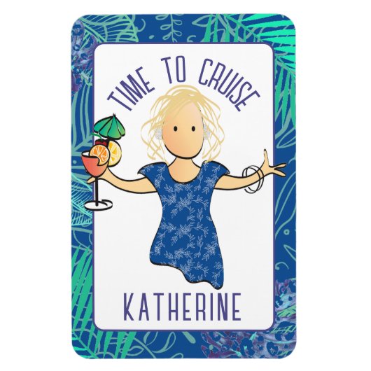 彼女おもしろいの熱帯ビーチクルーズドア用の漫画 マグネット (縦)