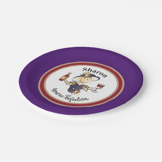 彼女おもしろいの誕生日のためのパーソナライズされた上品なサッシー ペーパープレート (アングル)