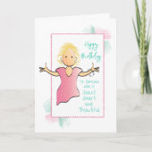 彼女おもしろいの誕生日のための皮肉な漫画 カード (正面)