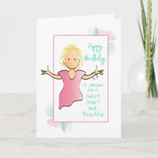 彼女おもしろいの誕生日のための皮肉な漫画 カード (正面)