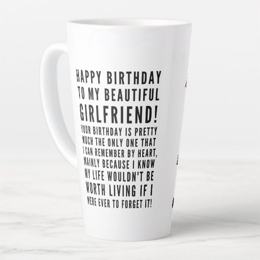 彼女おもしろいへの皮肉な誕生日の願い カフェラテマグ (左アングル)