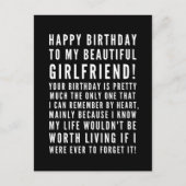 彼女おもしろいへの皮肉な誕生日の願い ポストカード (正面)