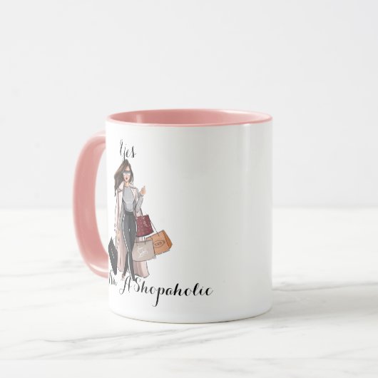 彼女おもしろいへの贈り物，買い物好きのギフトマグ， BFF マグカップ (正面左)