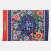 彼女おもしろい疲れた信じ引用文フローラハート名 キッチンタオル (横)