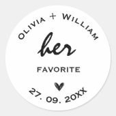 彼女お気に入りののお気に入りの結婚式の引き出物ハート ラウンドシール (正面)