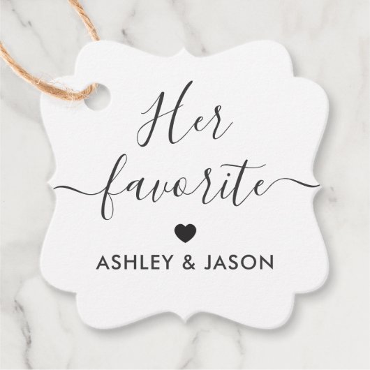 彼女お気に入りのの歓迎結婚バッグのメッセージカード フェイバータグ (正面)