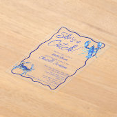 彼女お洒落はキャッチブルー沿岸ブライダルシャワーだ アクリル招待状 (レイダウン)