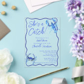 彼女お洒落はキャッチブルー沿岸ブライダルシャワーだ アクリル招待状 (インサイチュ (ウェディング))