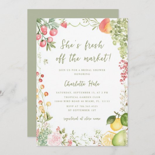 彼女お洒落は市場から外れているブライダルシャワー 招待状 (正面/裏面)