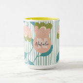 彼女かわいらしの誕生日の喜びの水彩フローラ マグカップ (中央)