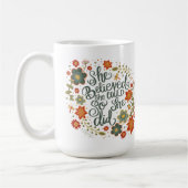 彼女かわいらしは信じ引用文の感性を得た コーヒーマグカップ (左)