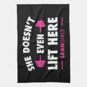 彼女がここに持ち上げない細い女の子 キッチンタオル (縦)