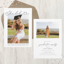 彼女がやったハートタイポグラフィ卒業招待状