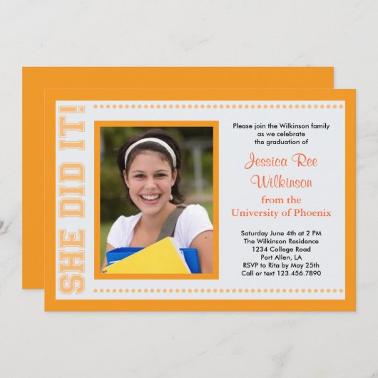 彼女がやった!卒業写真招待状 招待状 (正面/裏面)