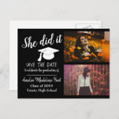 彼女がやった |卒業日の写真を黒で保存 ポストカード (正面/裏面)