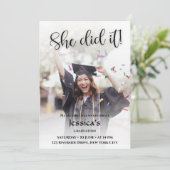 彼女がやった!白グラデーション写真卒業 招待状 (スタンド正面)