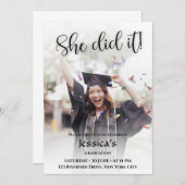 彼女がやった!白グラデーション写真卒業 招待状 (正面/裏面)