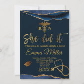 彼女がやった – 看護学校海軍&金ゴールド卒業 招待状 (正面)