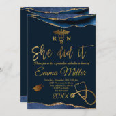 彼女がやった – 看護学校海軍&金ゴールド卒業 招待状 (正面/裏面)