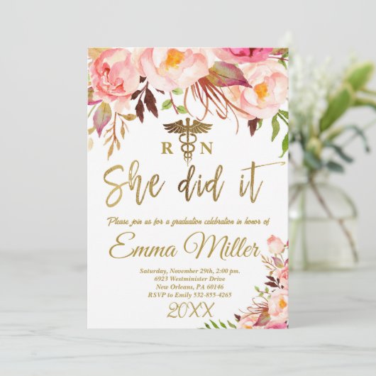 彼女がやった – 看護学校金ゴールド卒業パーティー 招待状 (スタンド正面)