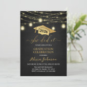 彼女がやった！黒エレガント金ゴールド卒業パーティー 招待状 (スタンド正面)