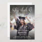 彼女がやった!黒グラデーション写真卒業 招待状 (正面/裏面)