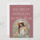 彼女がやった！ | Mauve | ハイブリッドフォント 現代的な卒業式の招待状 招待状 (正面)