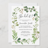 彼女がやり遂げた グリーンの卒業証書 招待状 (正面)