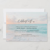 彼女がイエスと言ったビーチの写真エンゲージメントパーティー 招待状 (裏面)