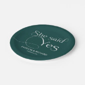 彼女がイエスと言った婚約パーティーグリーン ペーパープレート (アングル)