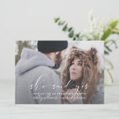 彼女がイエスと言った フォト・カリグラフィー・エンゲージメント・パーティー 招待状 (スタンド正面)