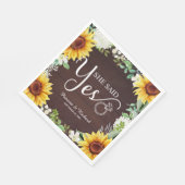 彼女がイエスと言った！ ラスティックひまわりエンゲージメントパーティー スタンダードランチョンナプキン (角)