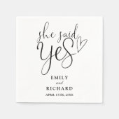 彼女がイエスと言った 婚約パーティー 黒と白 スタンダードカクテルナプキン (正面)