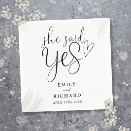 彼女がイエスと言った 婚約パーティー 黒と白 スタンダードカクテルナプキン