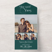 彼女がイエスと言った 結婚するよ 記念日を知らせて オールインワン招待状 (内側)