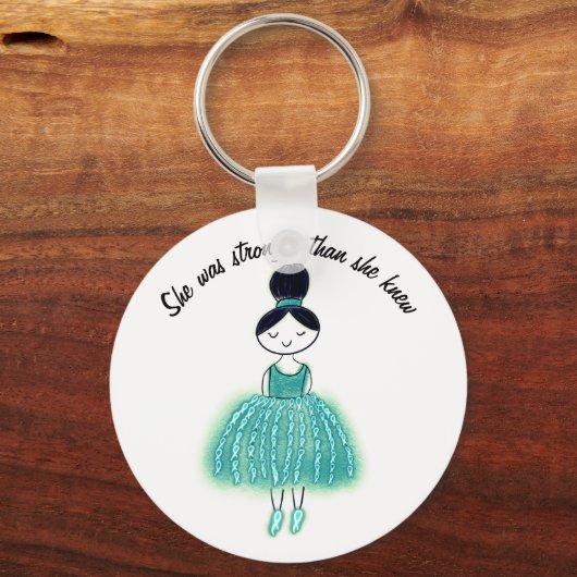 彼女がカスタマイズ可能な卵巣がんを知っていたよりも強い キーホルダー (正面)