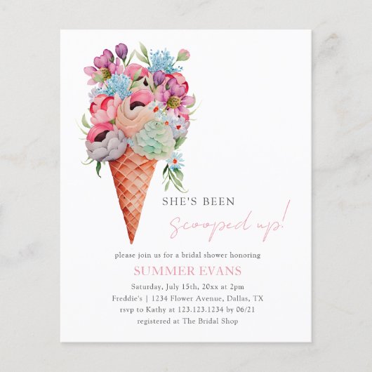 彼女がスクープされた予算のブライダルシャワー チラシ (正面)