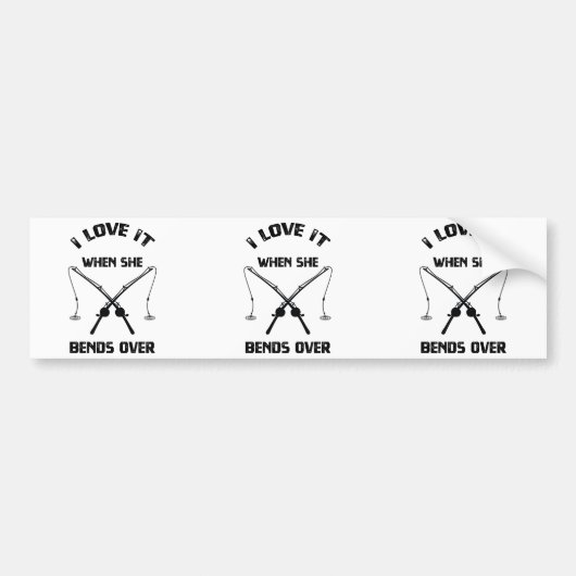 彼女がバンドを組むのが大好き – 漁師おもしろいさん バンパーステッカー (正面)