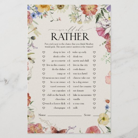 彼女がフローラブライダルシャワーのゲーム (正面)