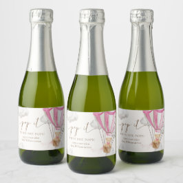 彼女がポップするときテディベアポップ・アートのピンクitを心待ち スパークリングワインラベル