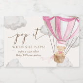 彼女がポップするときテディベアポップ・アートのピンクitを心待ち スパークリングワインラベル (シングルラベル)