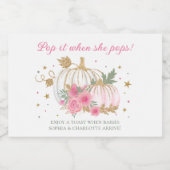 彼女がポップするときポップ・アートのにリトルカボチャの双子の女の子 スパークリングワインラベル (シングルラベル)