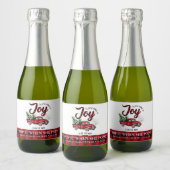 彼女がポップするときポップ・アートのに赤い格子模様のクリスマストラック スパークリングワインラベル (ボトル)