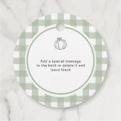 彼女がポップするときポップ・アートのに、セージ緑のギンガムパンプキン フェイバータグ (裏面)