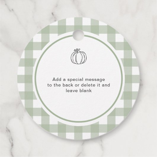 彼女がポップするときポップ・アートのに、セージ緑のギンガムパンプキン フェイバータグ (裏面)