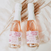 彼女がポップするときポップ・アートのに、ピンクのテディベアの風船 スパークリングワインラベル