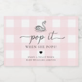 彼女がポップする時ポップ・アートのにピンクギンガムスワンit スパークリングワインラベル (シングルラベル)