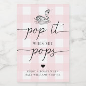 彼女がポップする時ポップ・アートのにピンクギンガムスワンit ワインラベル (シングルラベル)